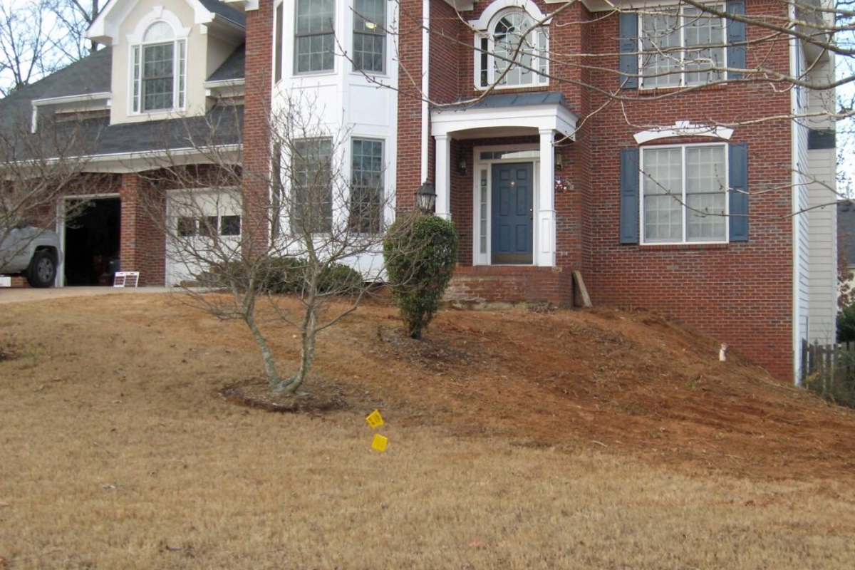 Atlanta backyard with active drainage and flooding issues